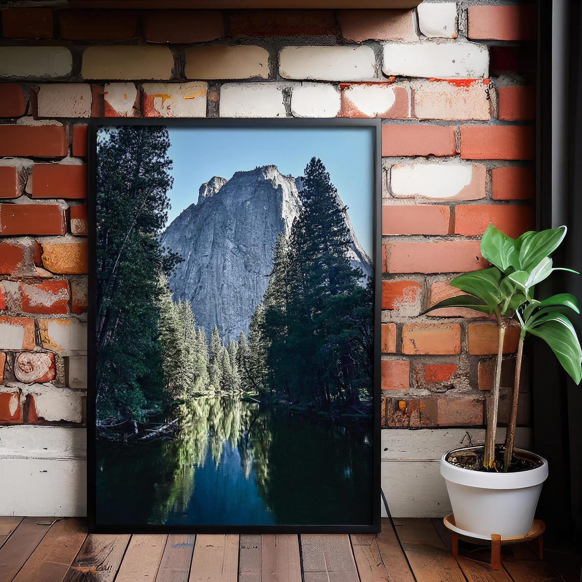 Mountain Reflection Canvas Print Peaceful Forest Landscape Art
