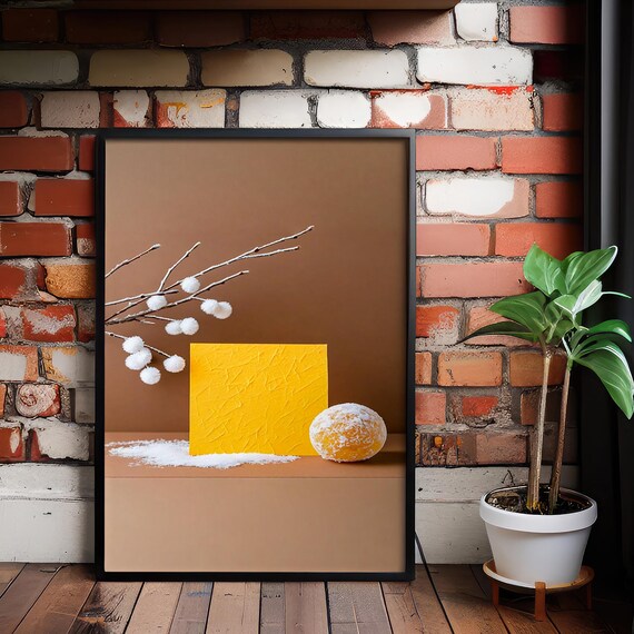 Autumn Still Life Yellow Square Orange Minimal Modern Art Poster