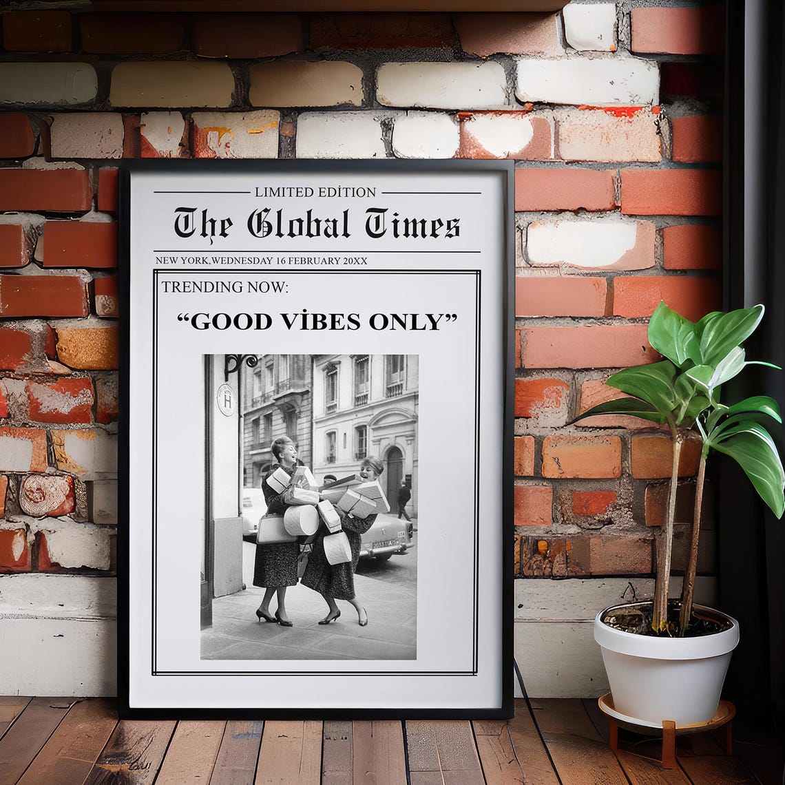 Customizable Newspaper Style Friendship Print Modern Girly Room Decor