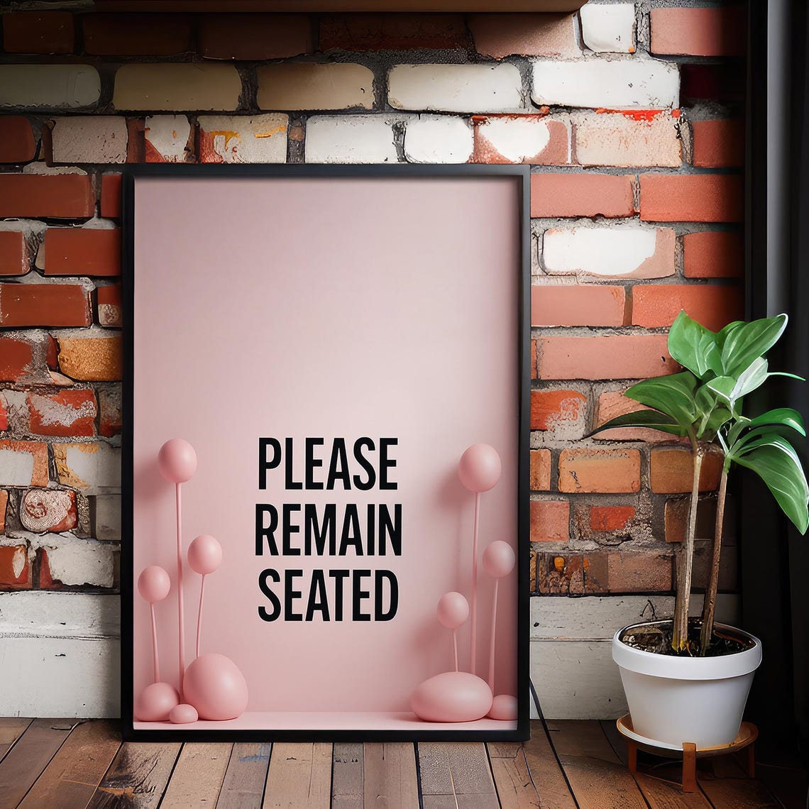 Please Remain Seated Funny Frog Balloon Pink Bathroom Poster