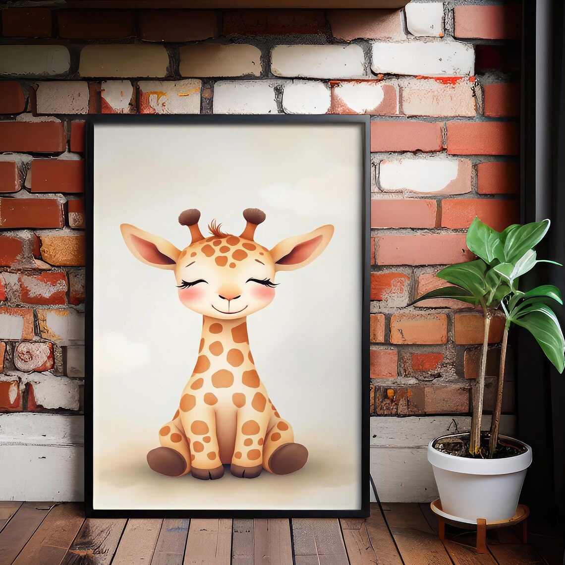 Giraffe Nursery Art Whimsical Pastel Animal Print Kids Room Decor