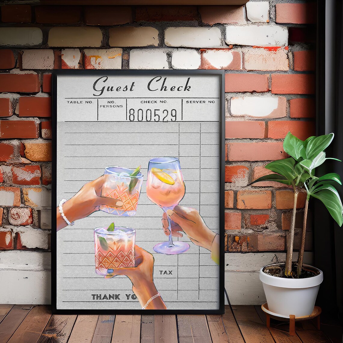 Guest Check Cocktail Toast Cheers Happy Hour Bar Cart Celebration Poster