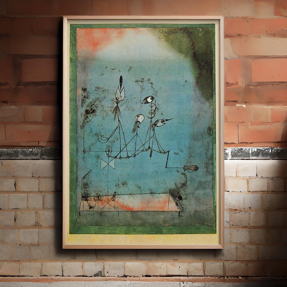 Paul Klee Inspired Abstract Bird Line Drawing Modern Art Print