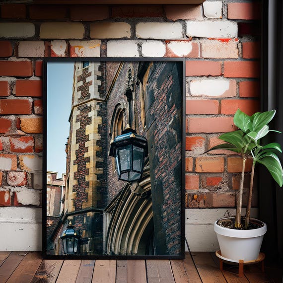 Gothic Architecture Canvas Print European Vintage Building Brick Texture
