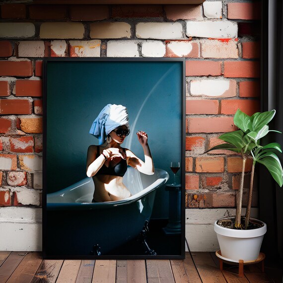 Woman In Bathtub Fashion Photography Luxury Bathroom Art Poster