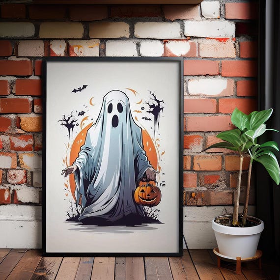 Spooky Pumpkin Halloween Canvas Art Print Ready To Hang