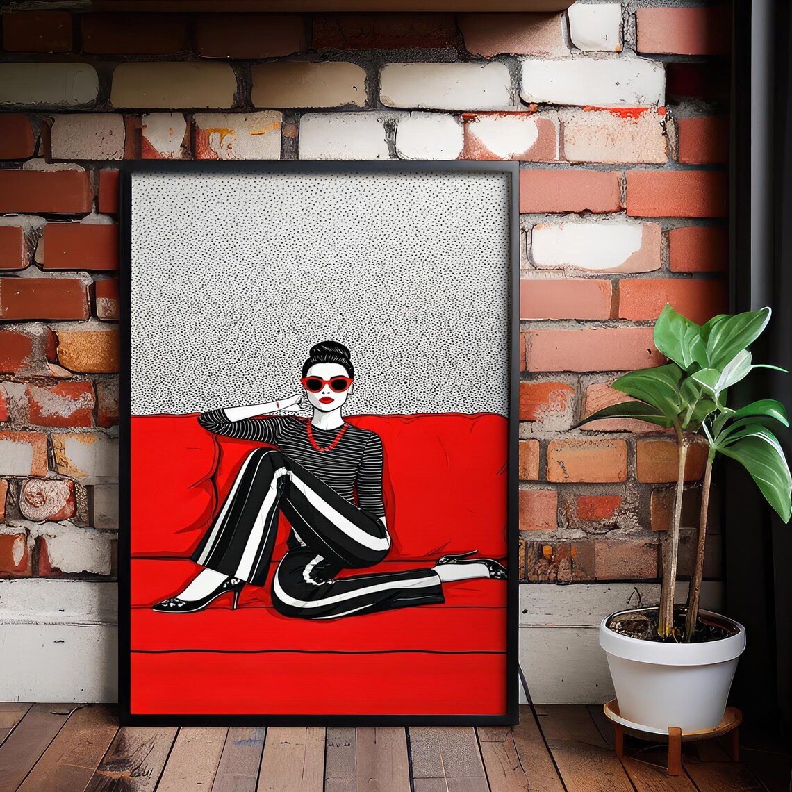 Fashion Woman Illustration Print Modern Graphic Art On Canvas