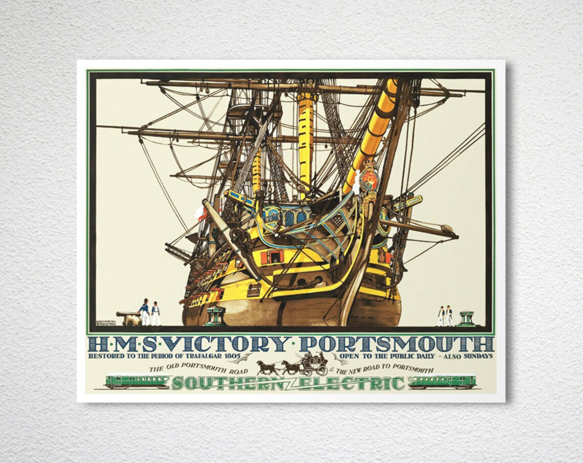 HMS Victory Portsmouth Trafalgar Ship Southern Railway Poster - Image 2