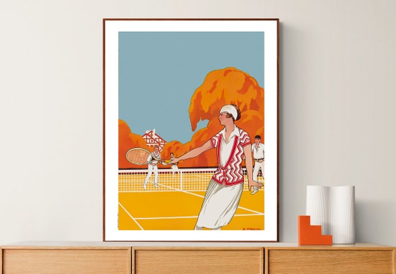 Woman Playing Tennis Vintage Sport Poster Tennis Lovers Tennis Club Decor Sport Artwork Gift Idea