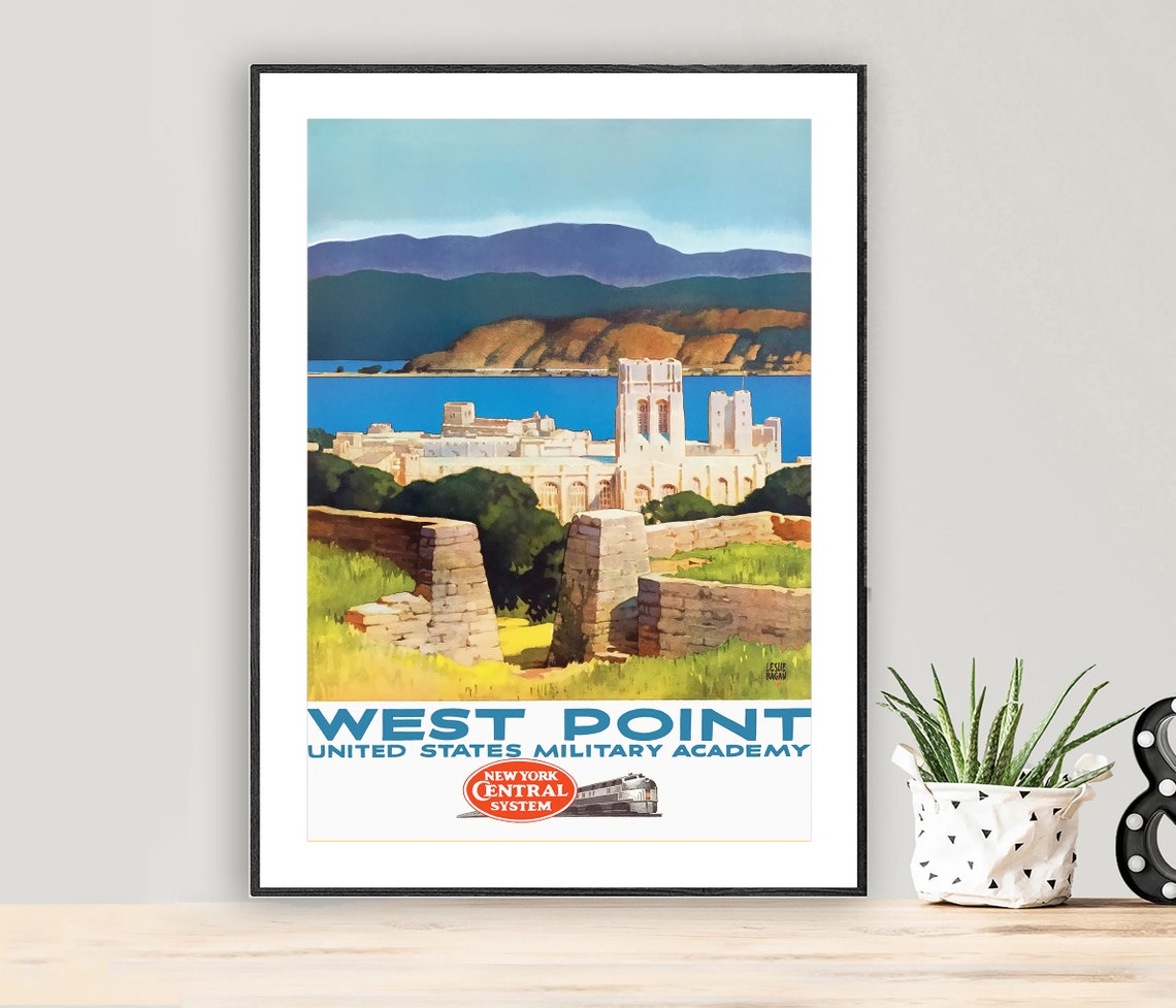 West Point Military Academy New York Central Vintage Travel Poster