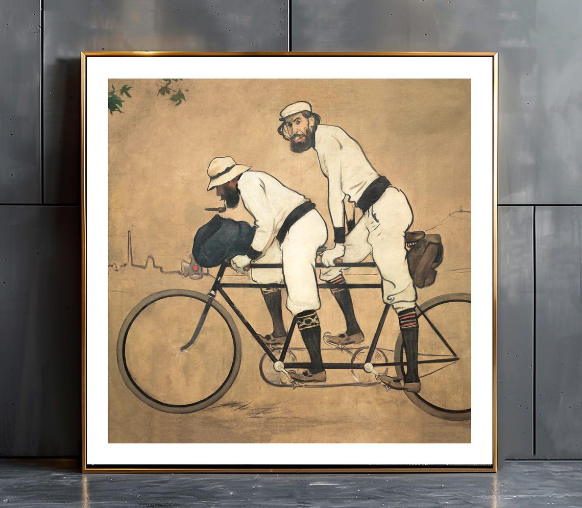 Ramon Casas and Pere Romeu Tandem Bicycle Vintage Art Poster - Image 2