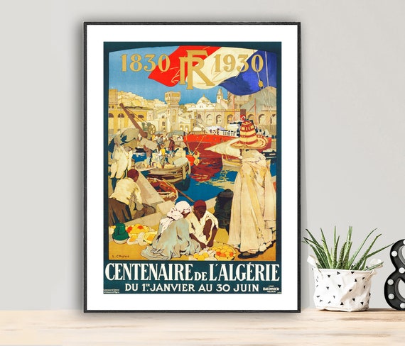 Centenaire De Lalgerie Vintage Travel Poster Poster Paper Or Print Gift Idea Wall Decor