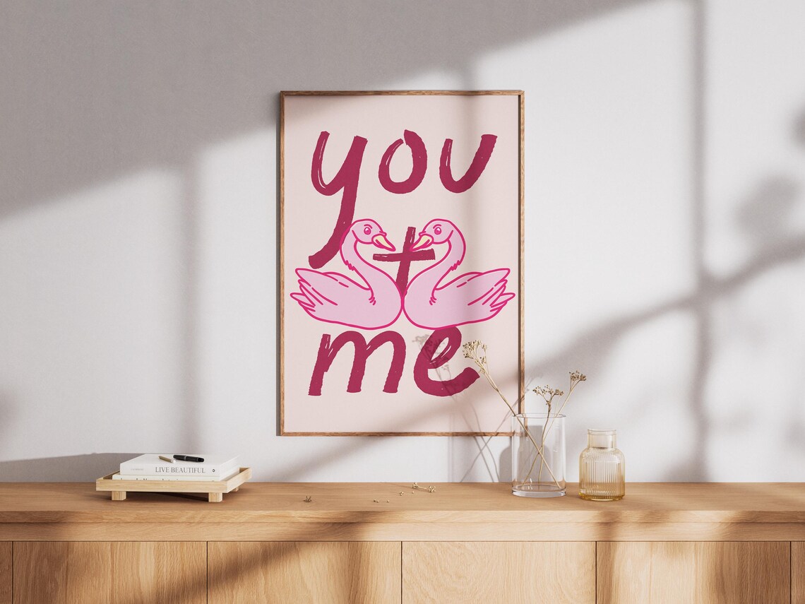 Romantic Swan Love, Minimalist Valentine Decor - Image 2