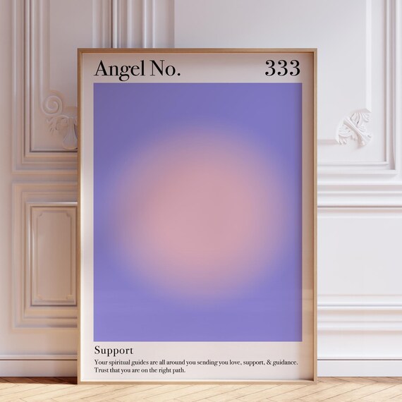 Angel Number 333 Purple Aura Glow Spiritual Support Decor Poster