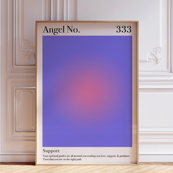 Pink Aura Poster 333 Angel Number Blue Wall Art Print Psychedelic Spiritual Meditation