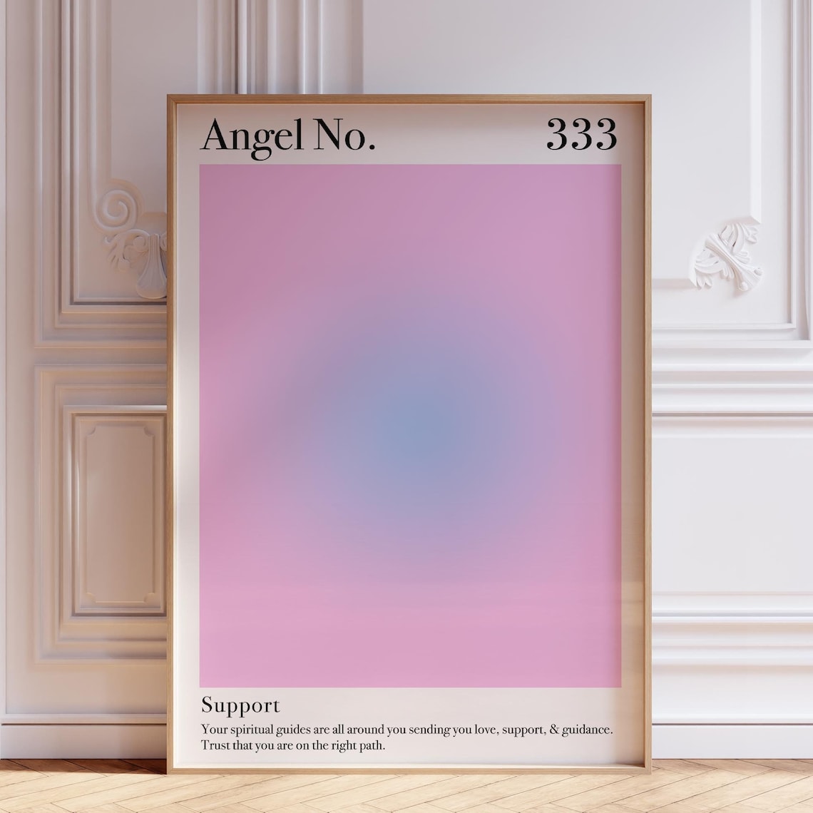 Angel Number 333 Pink Blue Aura Spiritual Support Affirmation Poster