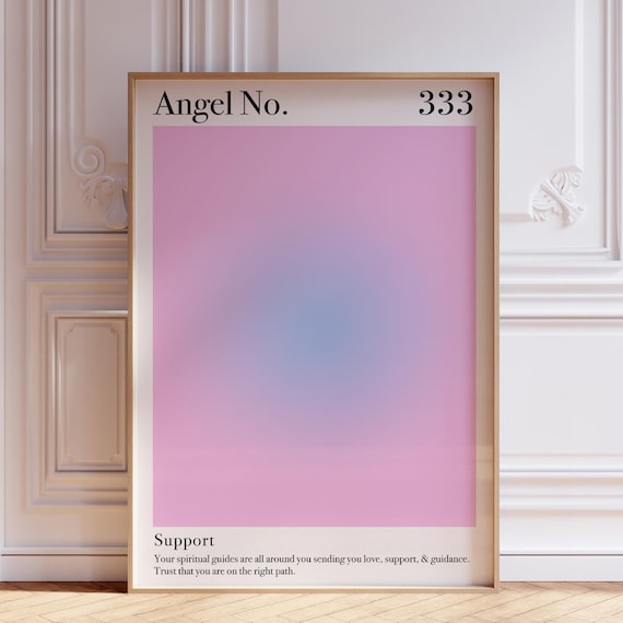 Angel Number 333 Pink Blue Aura Spiritual Support Affirmation Poster