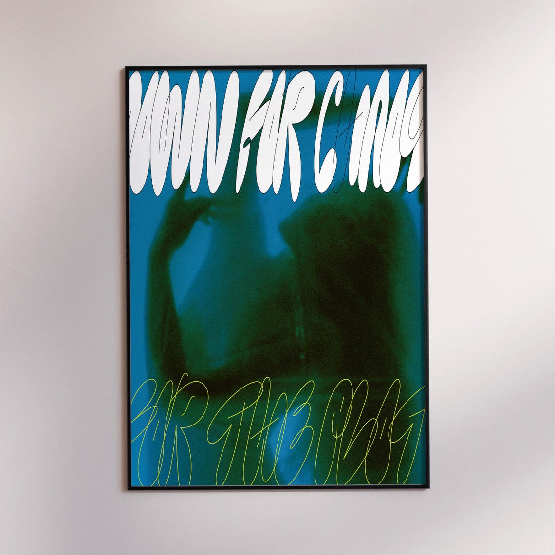 Teal Retro Abstract Faces Silhouette Dramatic Gallery Poster