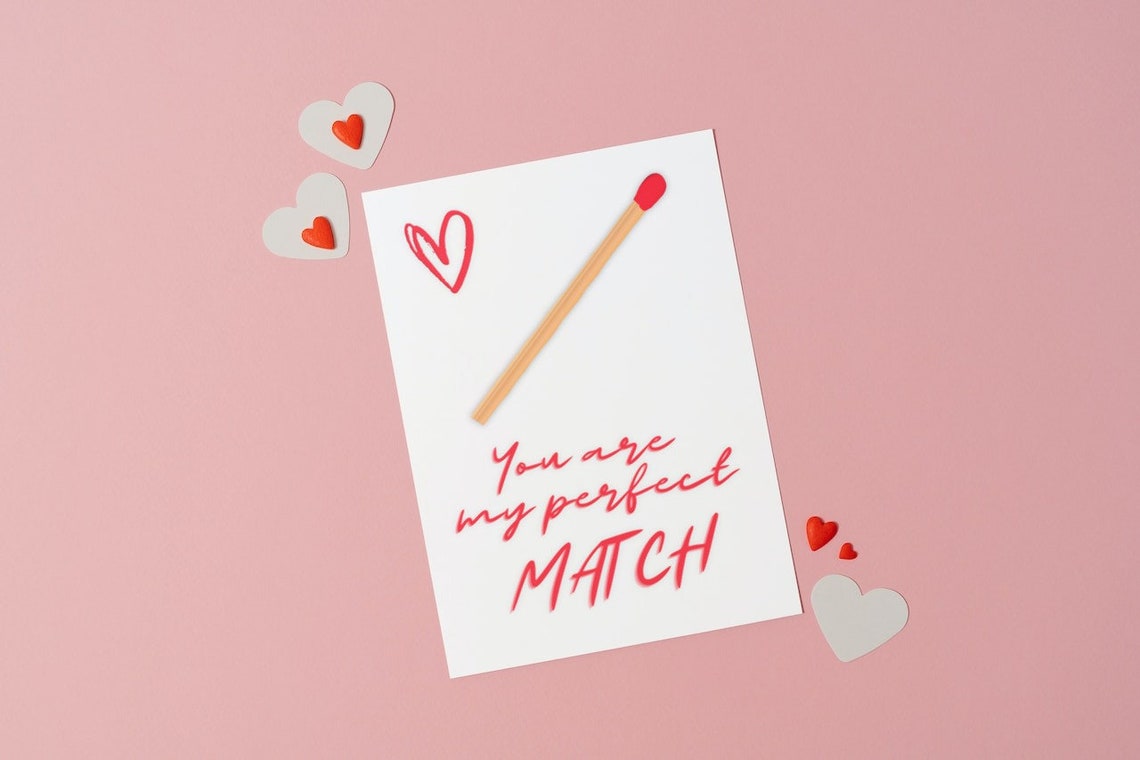 You Are My Perfect Match Love Pun Matchstick Heart Valentine Poster - Image 2