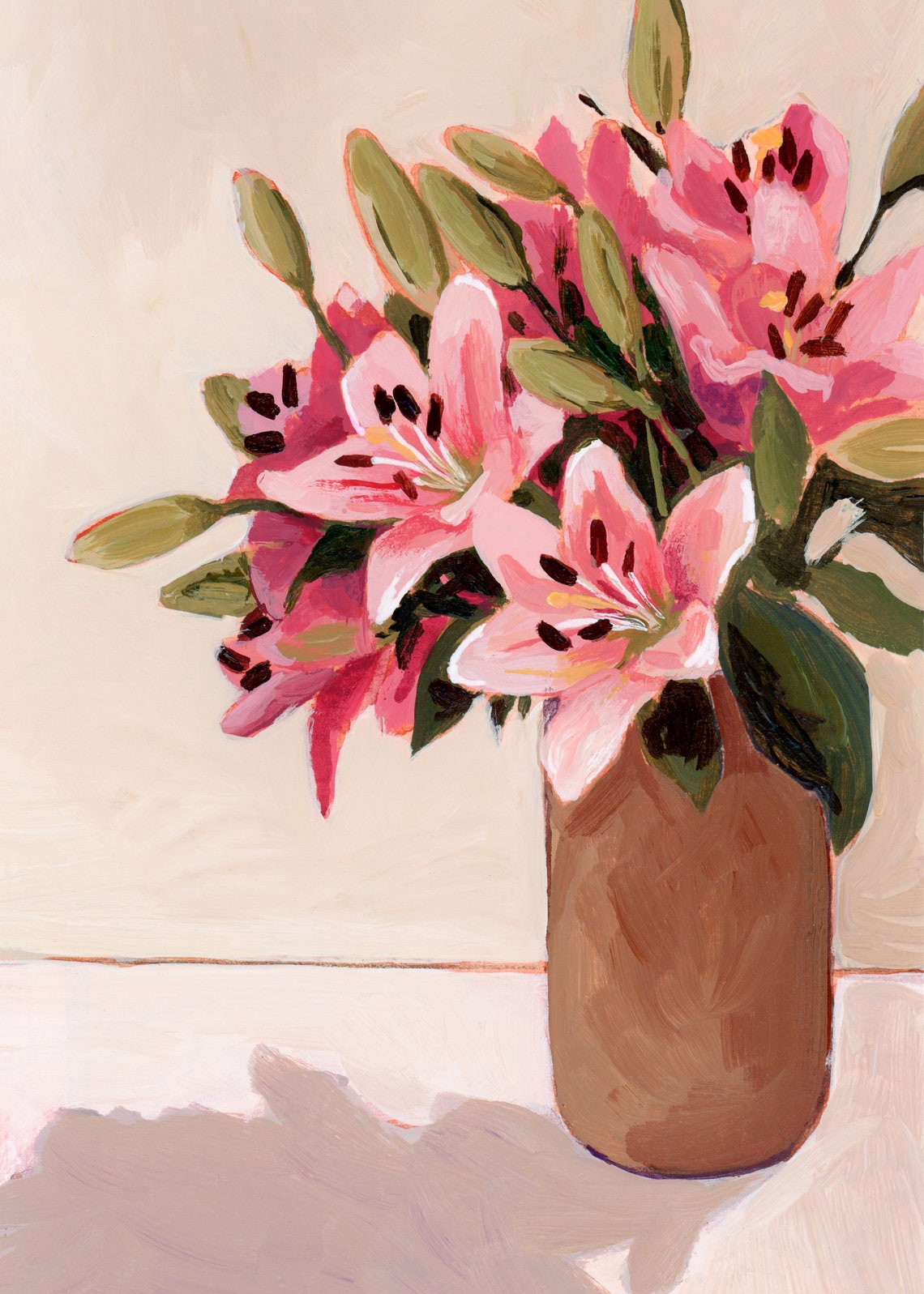 Lilies Lilies In Vase Flower Art Prints Flower Wall Art Flower Bouquet Wall Art Floral Print Flower Painting Lily Print Lilies - Image 2