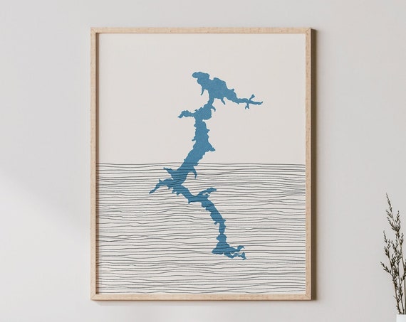 Lake Coeur Dalene Art Boho Print Idaho Lakehouse Decor Wall Map