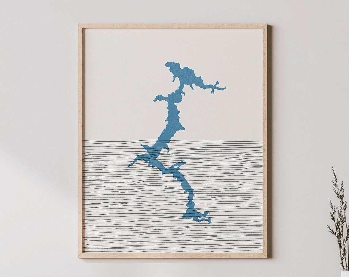 Lake Coeur Dalene Art Boho Print Idaho Lakehouse Decor Wall Map