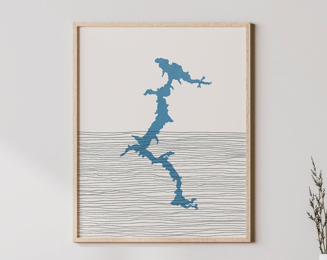 Lake Coeur d'Alene Idaho Minimalist Lake Map Silhouette Poster