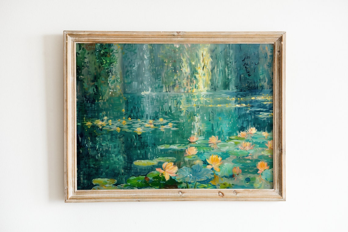 Impressionist Water Lily Pond Monet Style Floral Nature Art Poster