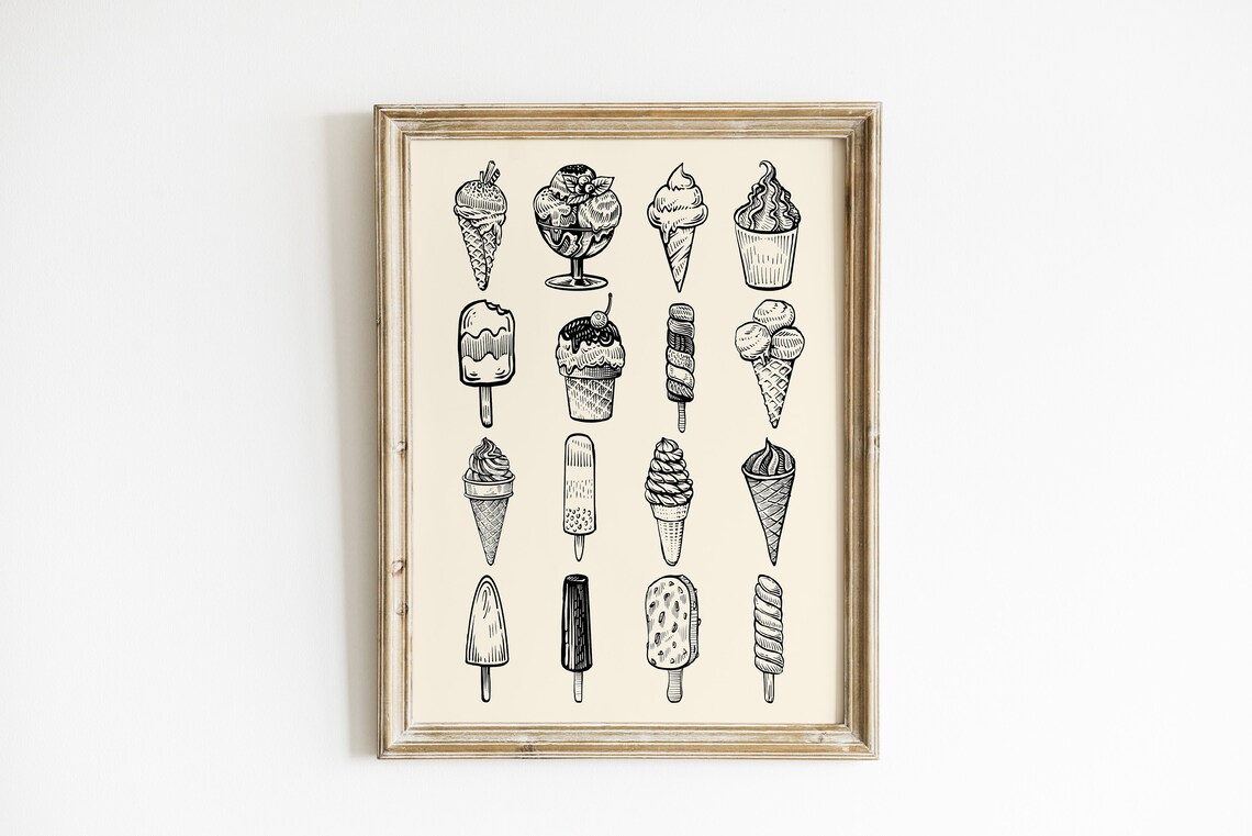 Ice Cream Minimal Summer Decor, Kitchen Art Print - Image 2