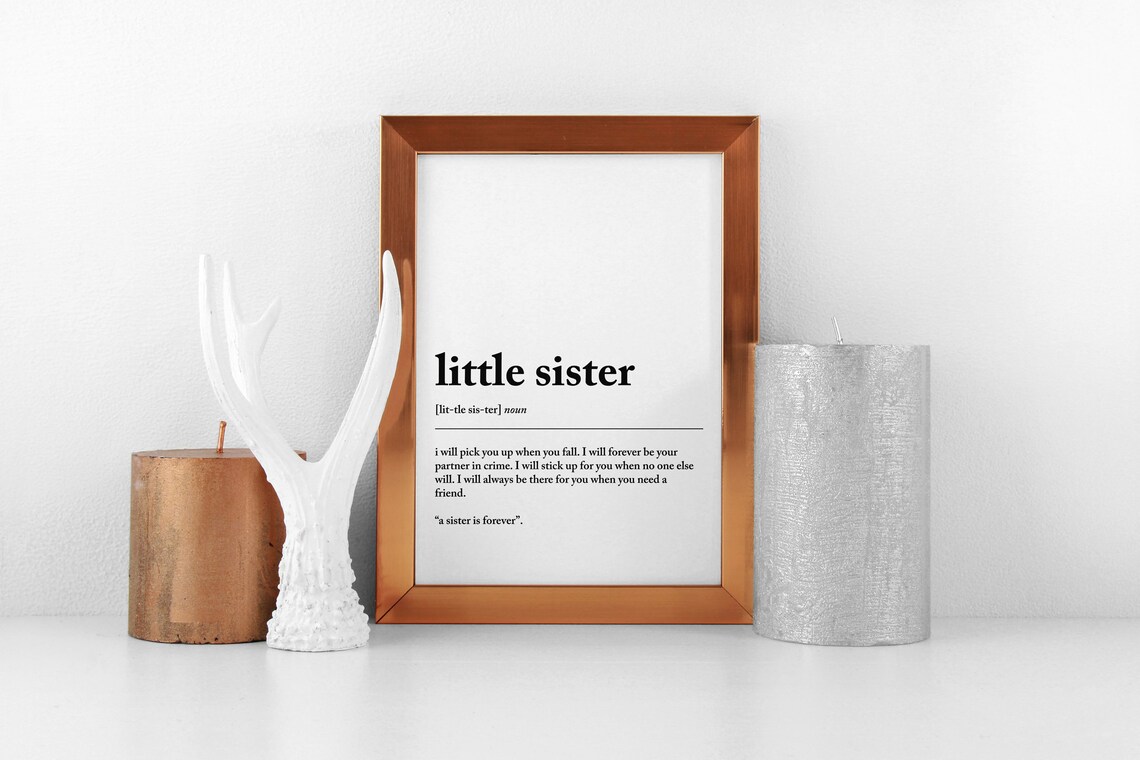Little Sister Dictionary Definition Heartfelt Family Quote Print - Image 2