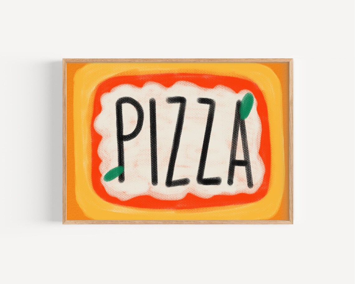 Pizza Kitchen Wall Art, Retro Food Decor