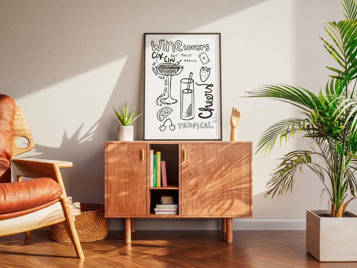 Wine Lovers Cheers Tropical Cocktail Art Print - Image 2