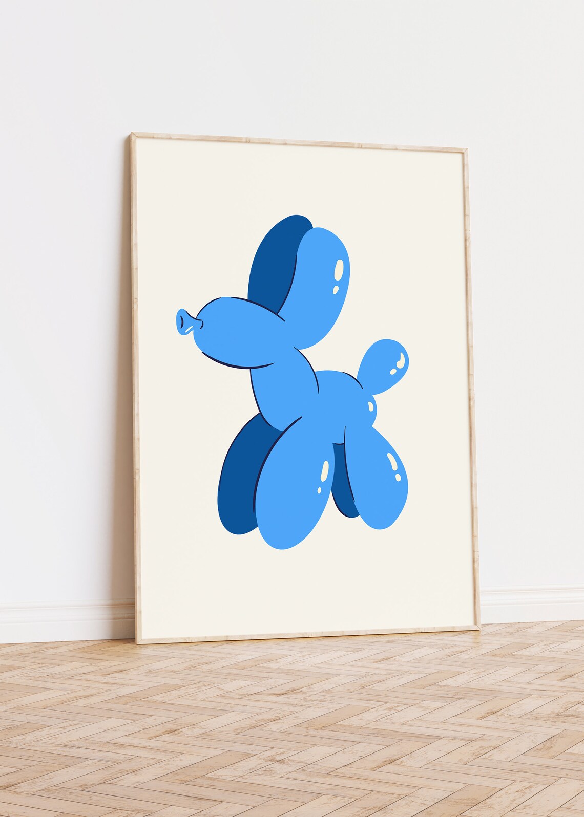 Blue Balloon Dog Poster, Trendy Disco Decor