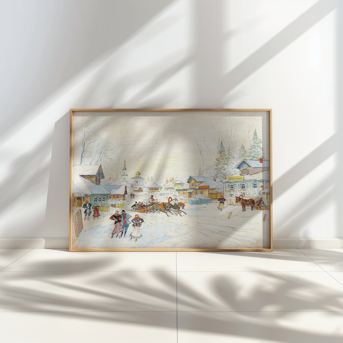 Festive Winter Village Scene, Christmas Sleigh Ride - Image 2