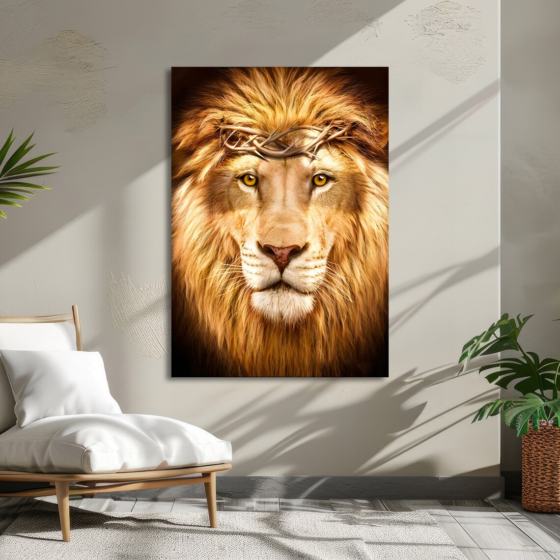 Lion of Judah Crowned with Thorns Majestic Religious Wall Poster - Image 5