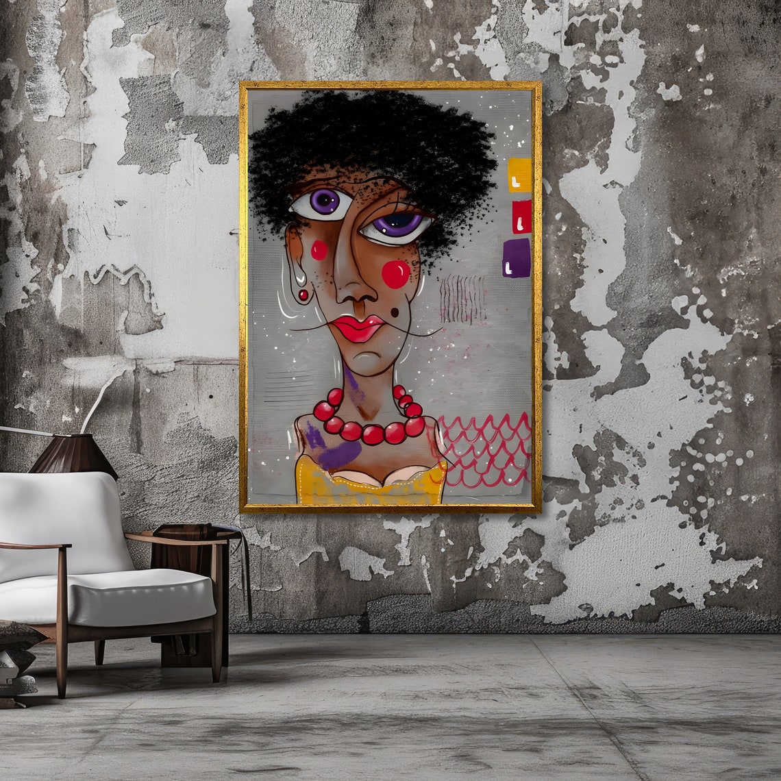 Funky Lilac Glimpse Abstract Woman Portrait Pop Art Style Poster - Image 3