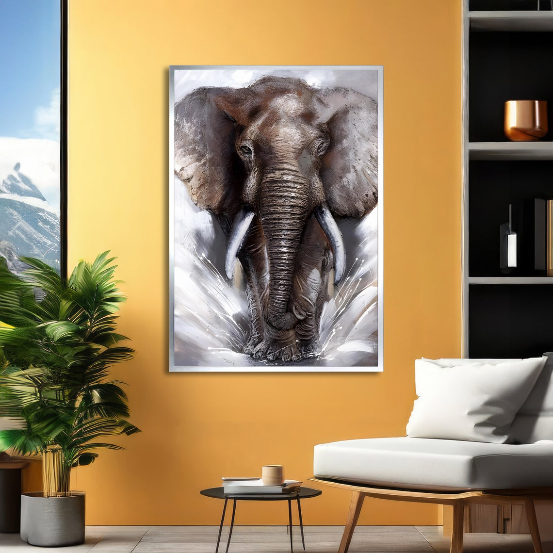 Thunderous African Elephant Charging Forward Wildlife Wall Poster - Image 2