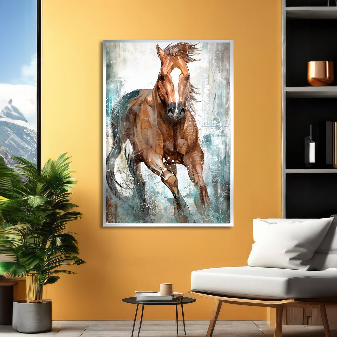 Galloping Chestnut Horse in Motion Watercolor Equine Art Poster - Image 5