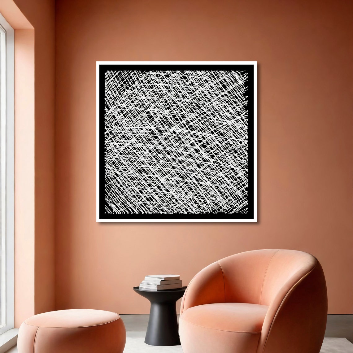 Web Weave Abstract Art Modern Geometric Wall Art Black And White Ready To Hang - Image 6