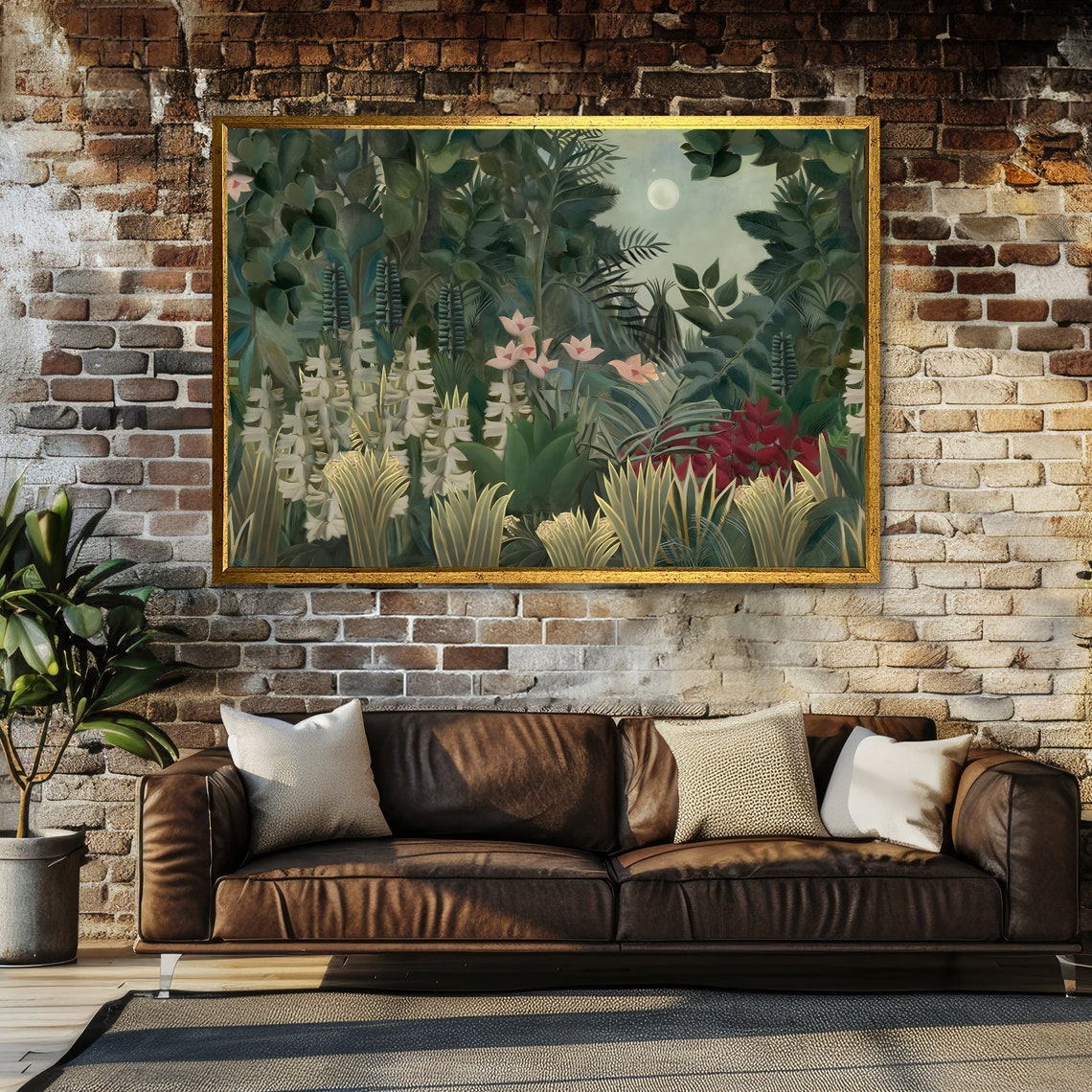 Moonlit Jungle Rousseau Inspired Art Bold Abstract Print Modern Wall Art Ready To Hang Decoration - Image 3