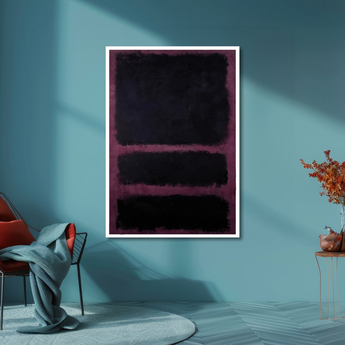 Dark Purple and Black Rothko-Inspired Moody Abstract Art Poster - Image 6