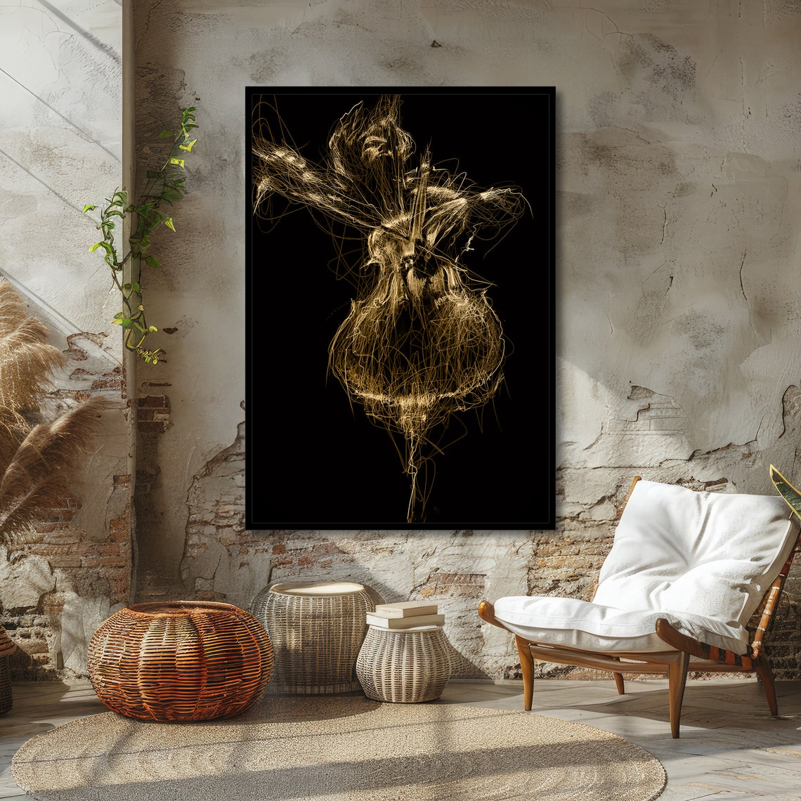 Golden Ballerina Abstract Art Modern Dance Wall Decor Ballerina Silhouette Poster Wall Art Design Ready To Hang Decoration - Image 4