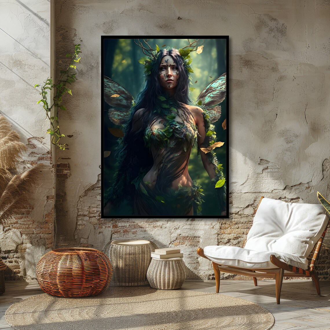 Forest Fairy Woman With Antler Wings Sunlit Mystical Nature Poster - Image 4