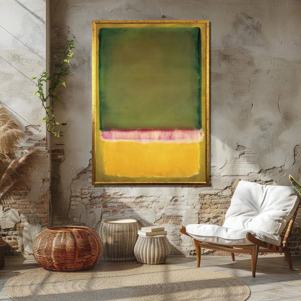 Green Yellow Pink Color Field Abstract Modern Art Gallery Poster - Image 6