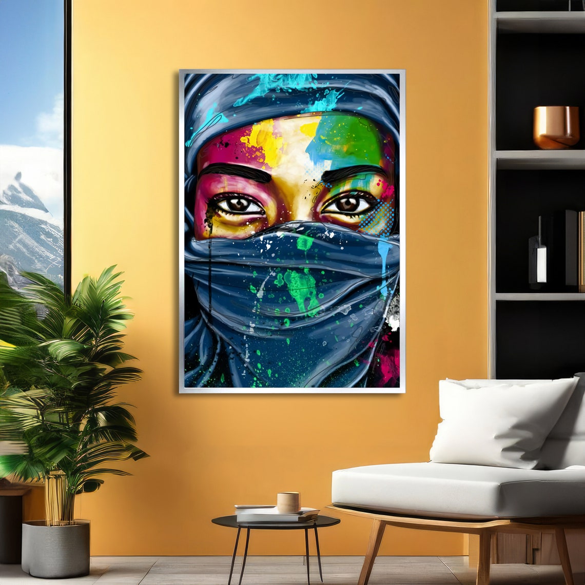 Veiled Woman Rainbow Eyes Graffiti Portrait Street Art Poster - Image 3