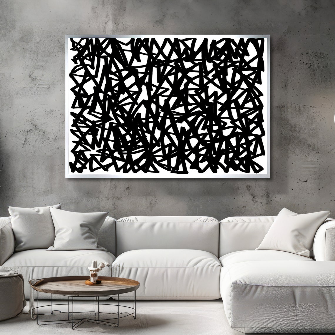 Black and White Abstract Maze Line Art Minimalist Graphic Poster - Image 5