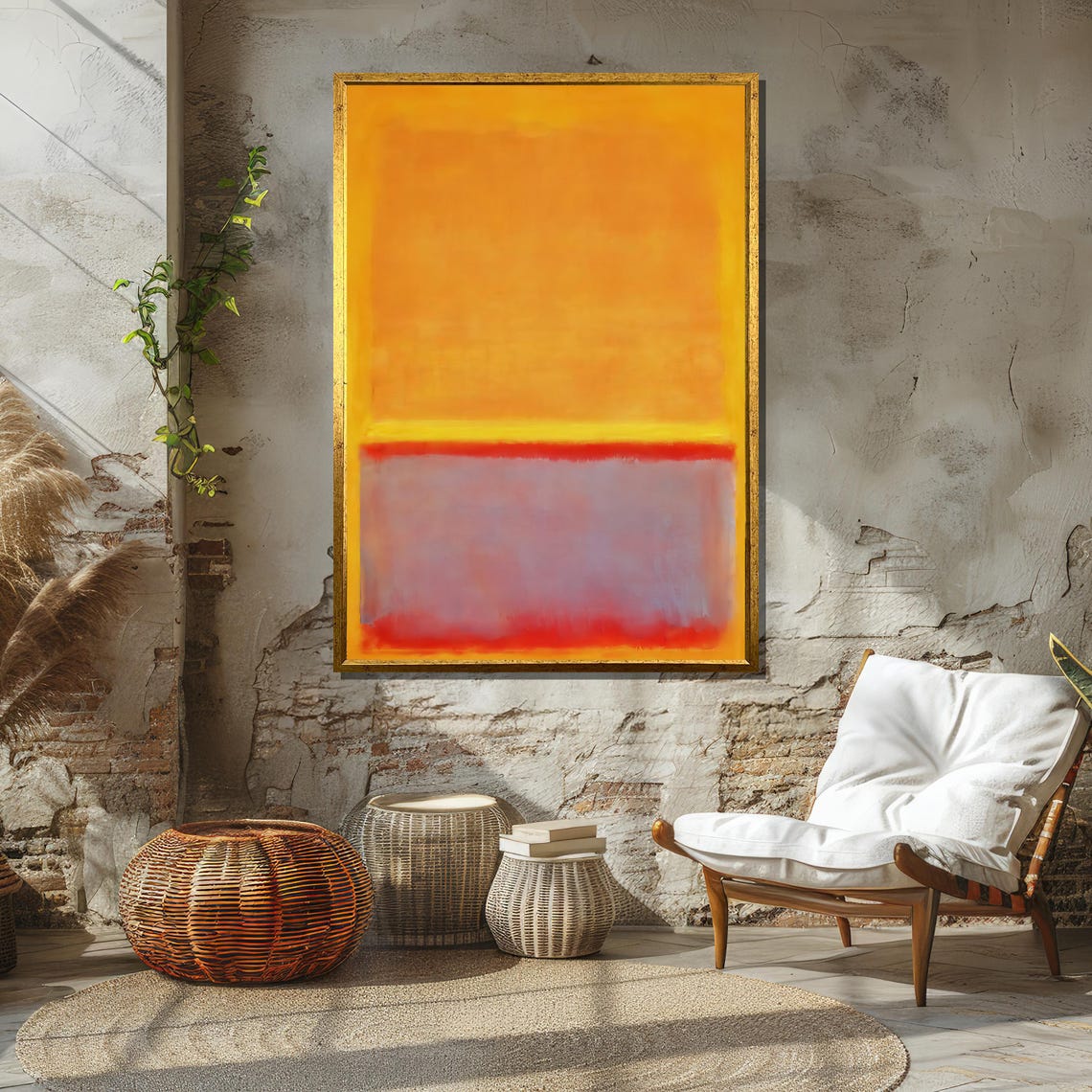Abstract Expressionist Yellow Lavender and Red Color Fields Art Poster - Image 2