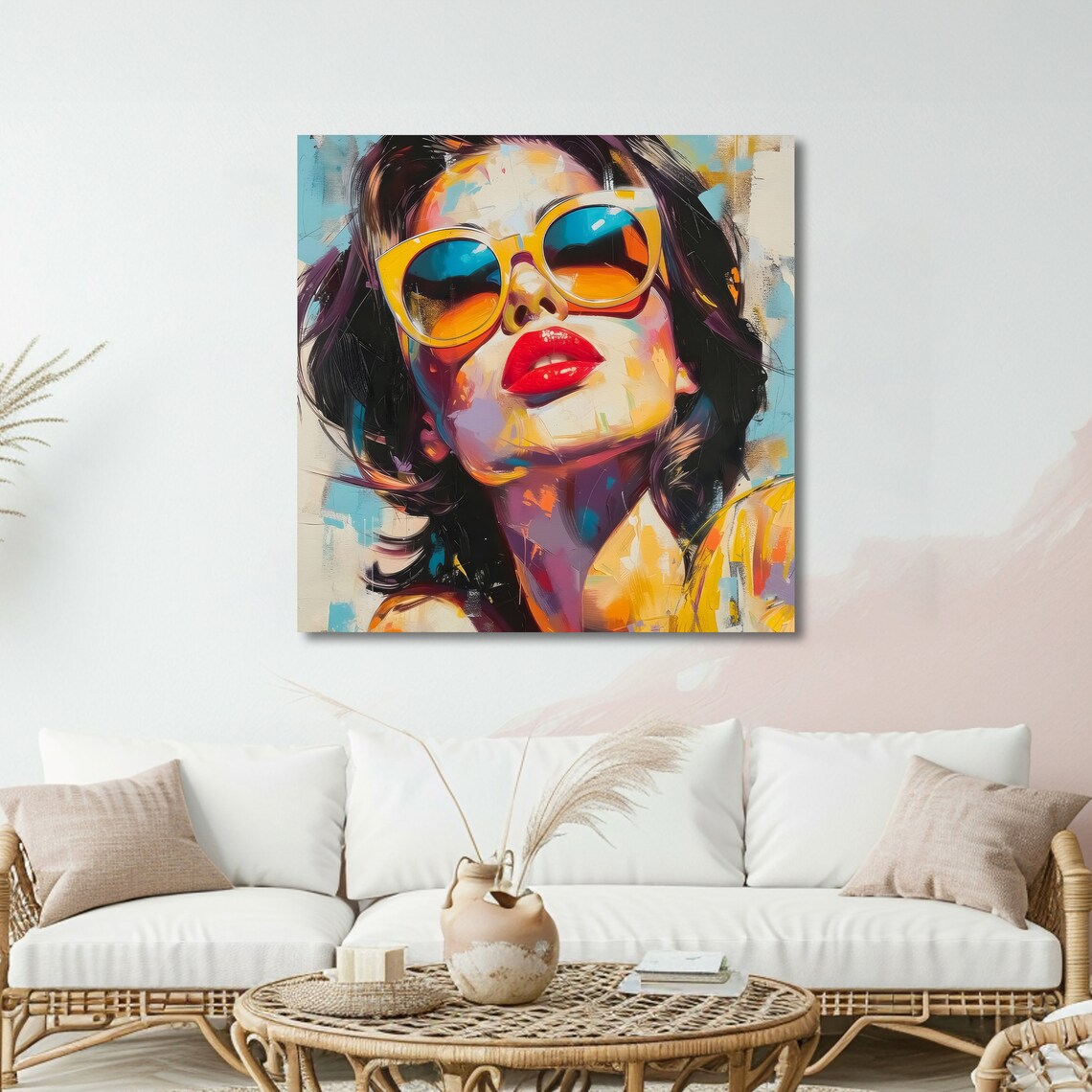 Woman In Orange Sunglasses Red Lips Bold Pop Art Portrait Poster - Image 5