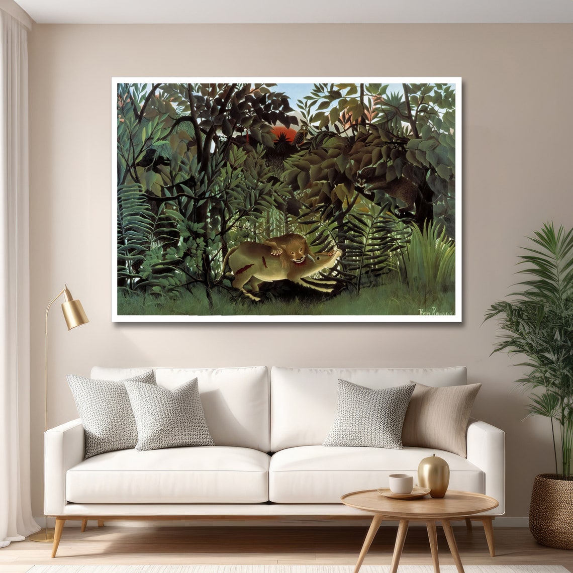 Rousseau Tiger and Buffalo Jungle Fight Exotic Wildlife Art Poster - Image 6