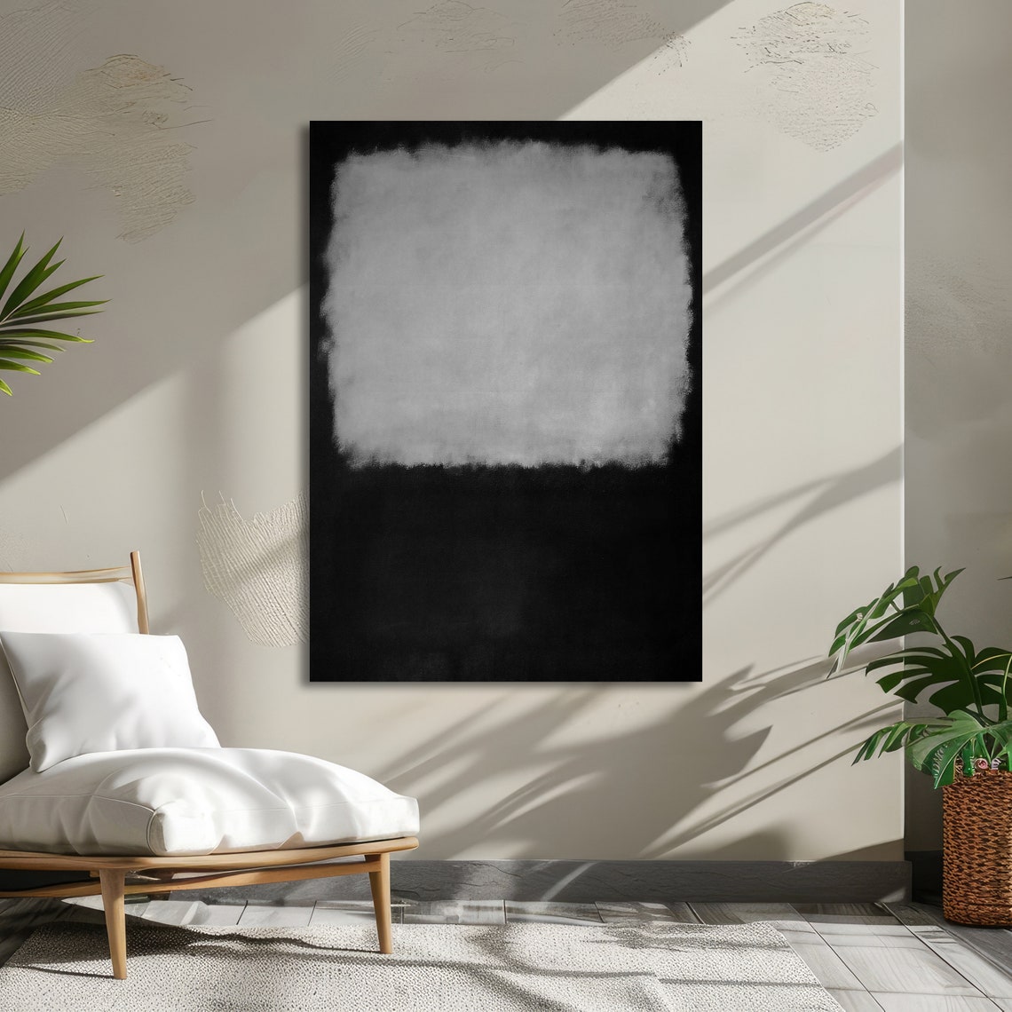 Monochrome Black and White Abstract Poster in Bold Rothko Style - Image 5